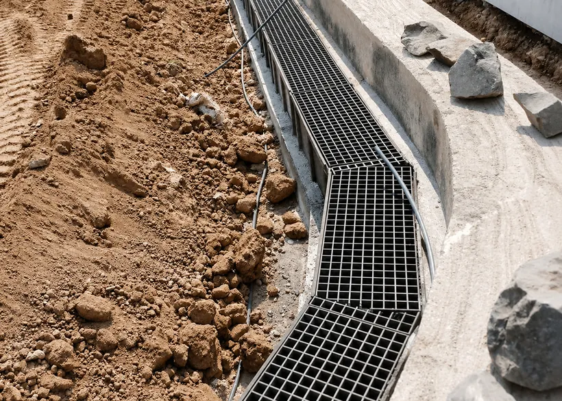 Drain channel network installed