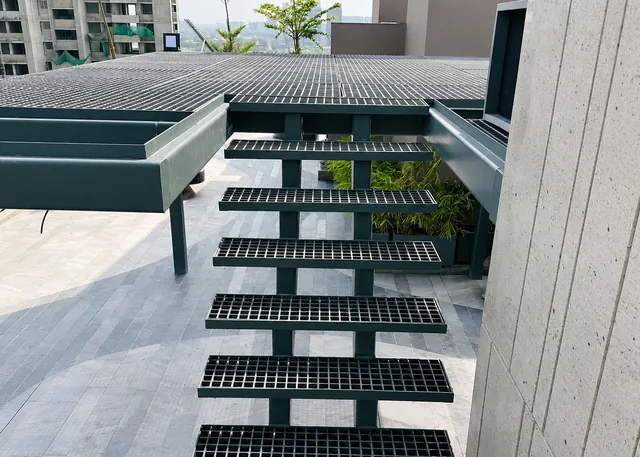 FRP grating rooftop platform