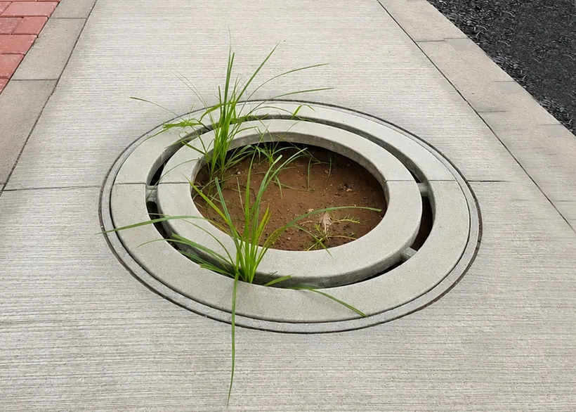 Round tree grating installed